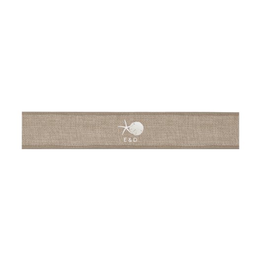 Rustieke Burlap Starfish & Sand Dollar Wedding Uitnodigingen Wikkel (Vlak)
