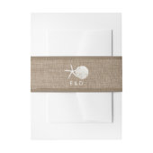 Rustieke Burlap Starfish & Sand Dollar Wedding Uitnodigingen Wikkel (Voorkant Voorbeeld)