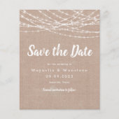 Rustieke Burlap String Lights Bruiloft Save the Da (Voorkant)