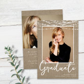 Rustieke Burlap String Lights Foto Afstuderen Aankondiging