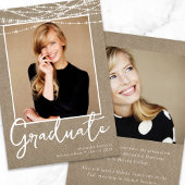 Rustieke Burlap String Lights Foto Afstuderen Aankondiging