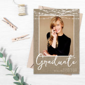 Rustieke Burlap String Lights Foto Afstuderen Aankondiging