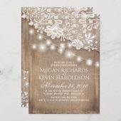 Rustieke Burlap String Lights Kant Repetitie Diner Kaart (Voorkant / Achterkant)