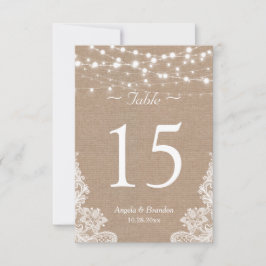 Rustieke Burlap String Lights Kant Tafelnummer