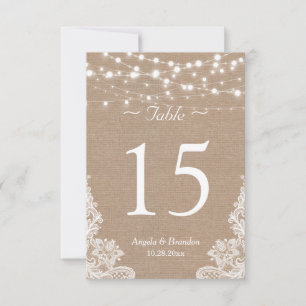 Rustieke Burlap String Lights Kant Tafelnummer