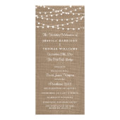 Rustieke Burlap String Lights Trouwprogramma Reclamekaart (Voorkant)
