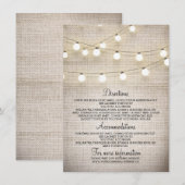 Rustieke Burlap String Lights Wedding Details Kaar Informatiekaartje (Voorkant / Achterkant)