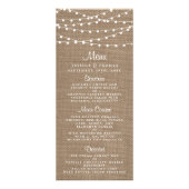 Rustieke Burlap String Lights Wedding Menu (Voorkant)