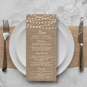 Rustieke Burlap String Lights Wedding Menu