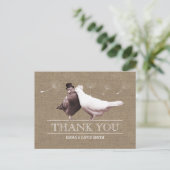Rustieke Burlap Tortelduifjes Dank u Briefkaart (Staand voorkant)