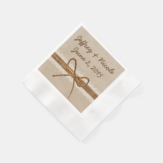 Rustieke Burlap Twine Country Bruiloft Servet (Hoek)