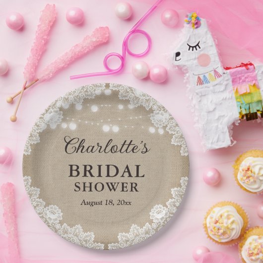 Rustieke Burlap Vrijgezellenfeest Papier Bord (Feest)