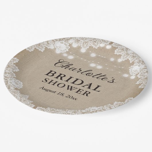 Rustieke Burlap Vrijgezellenfeest Papier Bord (Gekanteld)