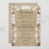 Rustieke Burlap Wedding Route - Huwelijk Welkom Programmakaart (Voorkant / Achterkant)