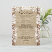 Rustieke Burlap Wedding Route - Huwelijk Welkom Programmakaart (Staand voorkant)