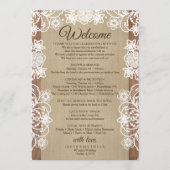Rustieke Burlap Wedding Route - Huwelijk Welkom Programmakaart (Voorkant)