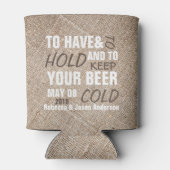 rustieke burlap western land bruiloft gunst blikjeskoeler (Achterkant)