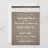 Rustieke Burlap, White Lace bruiloft repetitie din Kaart (Voorkant)