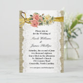 Rustieke Burlap & White Lace Romantische bruiloft Kaart (Staand voorkant)