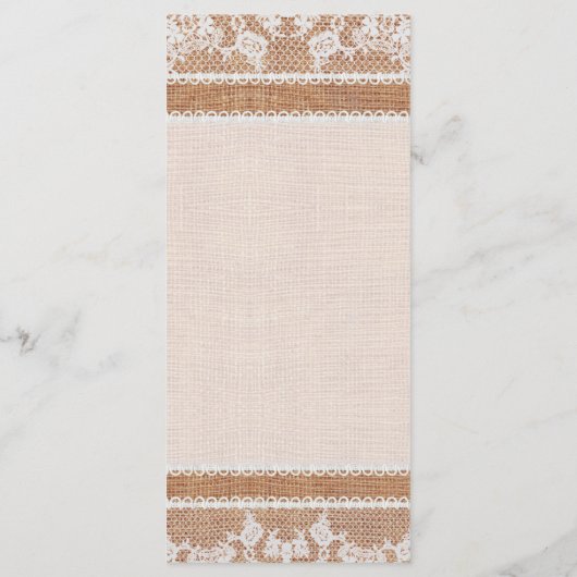 Rustieke Burlap & White Lace Slim Dinner Menu (Achterkant)