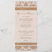 Rustieke Burlap & White Lace Slim Dinner Menu (Voorkant)
