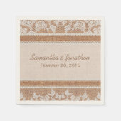 Rustieke Burlap & White Lace Wedding Servetten (Voorkant)