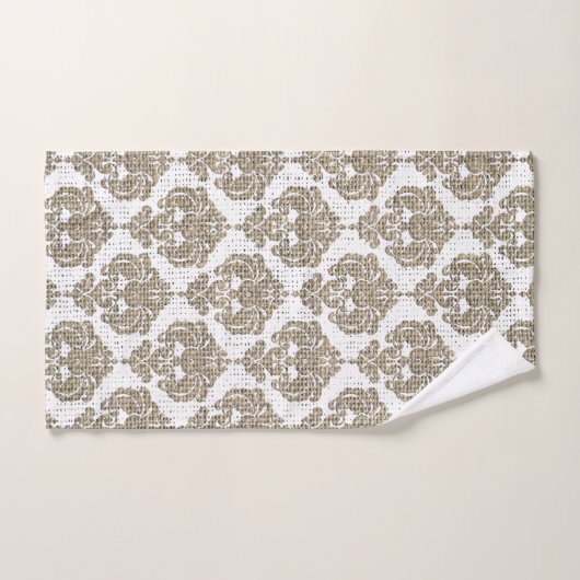 Rustieke Burlap & White Royal Glam Damask Bad Handdoek (Handdoek)