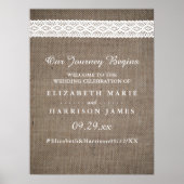 Rustieke Burlap & Wit Kant Bruiloft Welkom Poster (Voorkant)