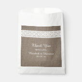 Rustieke Burlap & Witte Kant Bruiloft Dank u Bedankzakje (Voorkant)