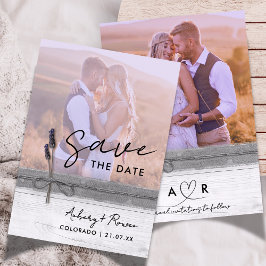 Rustieke Burlap Wood Lavender Wildflower Boho Foto Save The Date