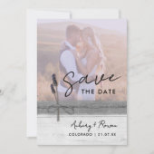 Rustieke Burlap Wood Lavender Wildflower Boho Foto Save The Date (Voorkant)