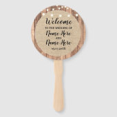 Rustieke Burlap Wood Lights Trouwprogramma Fan Handwaaier (Voorkant)
