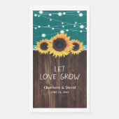 Rustieke Burlap Wood Zonnebloem Blauwgroen bruilof Servet (Voorkant)