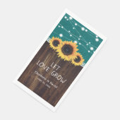 Rustieke Burlap Wood Zonnebloem Blauwgroen bruilof Servet (Hoek)