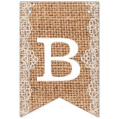 Rustieke burlap zak met witte kant. Vrijgezellenfe Vlaggetjes (Tweede vlag)