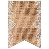 Rustieke burlap zak met witte kant. Vrijgezellenfe Vlaggetjes (Eerste vlag)