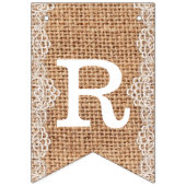 Rustieke burlap zak met witte kant. Vrijgezellenfe Vlaggetjes (Derde vlag)