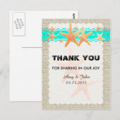 Rustieke burlap zeester dank u zeester1 briefkaart (Voorkant / Achterkant)