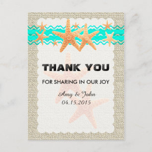Rustieke burlap zeester dank u zeester1 briefkaart