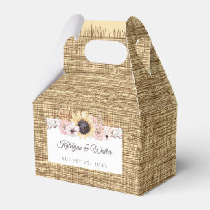 Rustieke Burlap Zonnebloem Boeket Bruiloft Bedankdoosjes