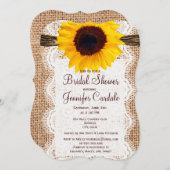 Rustieke Burlap Zonnebloem Bruidsdouche Uitnodigin Kaart (Voorkant / Achterkant)