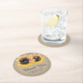 Rustieke Burlap Zonnebloem Bruiloft Dank u Ronde Kartonnen Onderzetter (Insitu)