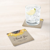 Rustieke Burlap Zonnebloem bruiloft Dank u wel Kartonnen Onderzetters (Insitu)