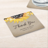 Rustieke Burlap Zonnebloem bruiloft Dank u wel Kartonnen Onderzetters (Schuin)