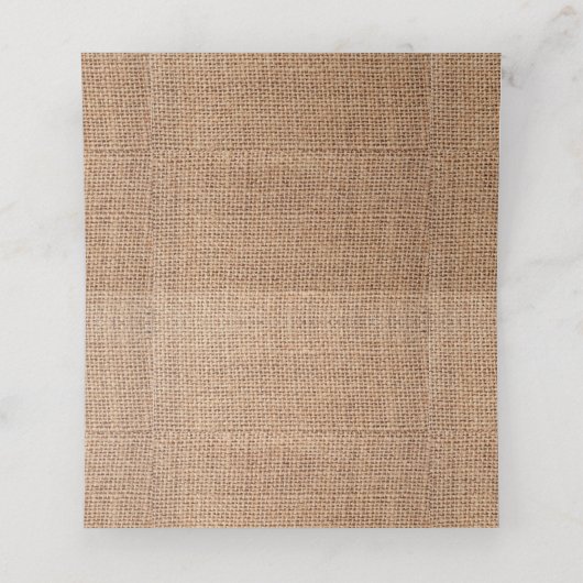 Rustieke Burlap Zonnebloem Bruiloft Gevouwen Plaat Plaatskaartje (Binnenkant ongevouwen)