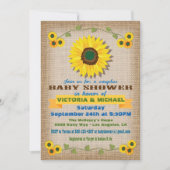 Rustieke Burlap Zonnebloem Koppels Baby shower Kaart (Voorkant)