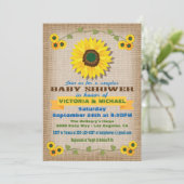 Rustieke Burlap Zonnebloem Koppels Baby shower Kaart (Staand voorkant)