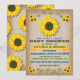 Rustieke Burlap Zonnebloem Koppels Baby shower Kaart