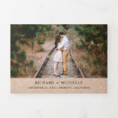 Rustieke Burlap Zonnebloemen Cowboy Westerne bruil Drieluik Uitnodiging (Cover)