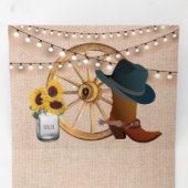 Rustieke Burlap Zonnebloemen Cowboy Westerne bruil Drieluik Uitnodiging (Binnenzijde eerst)